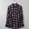 Men's Vintage Blue Check Flannel Shirt S/M