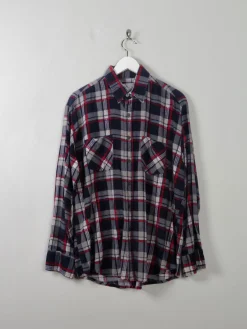 Men's Vintage Blue Check Flannel Shirt S/M