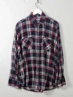Men's Vintage Blue Check Flannel Shirt S/M