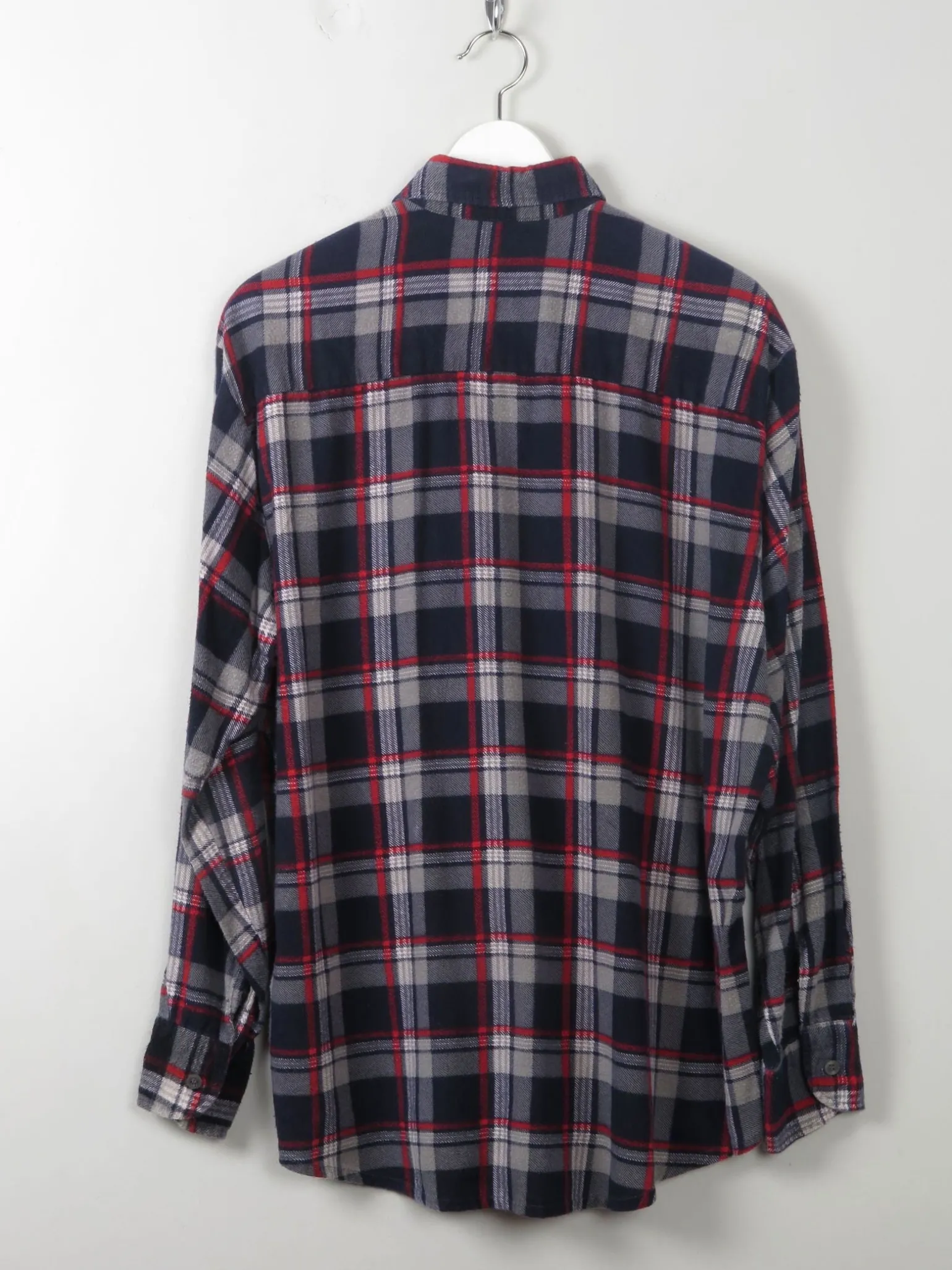 Men's Vintage Blue Check Flannel Shirt S/M