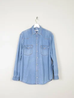 Men's Vintage Blue Denim Shirt S