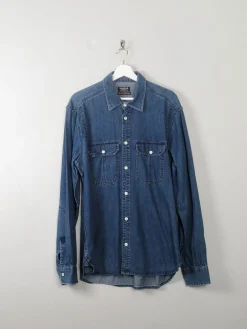 Men's Vintage Blue Denim Shirt XL