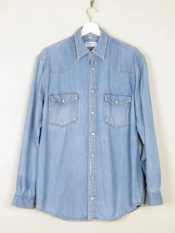 Men's Vintage Blue Denim Shirt S