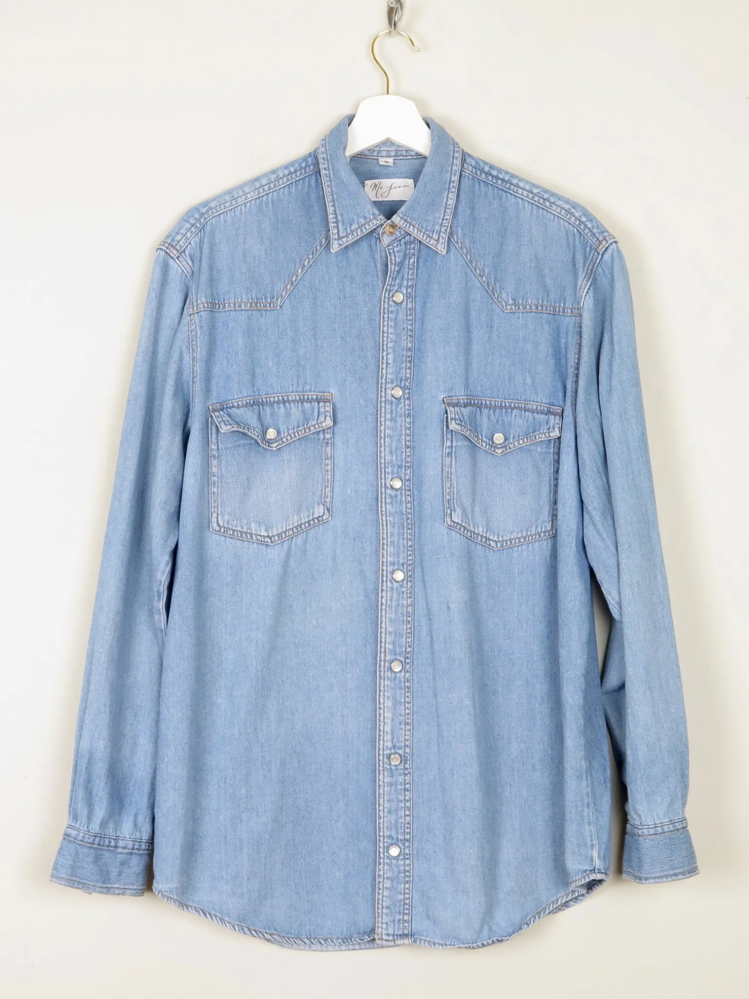 Men's Vintage Blue Denim Shirt S