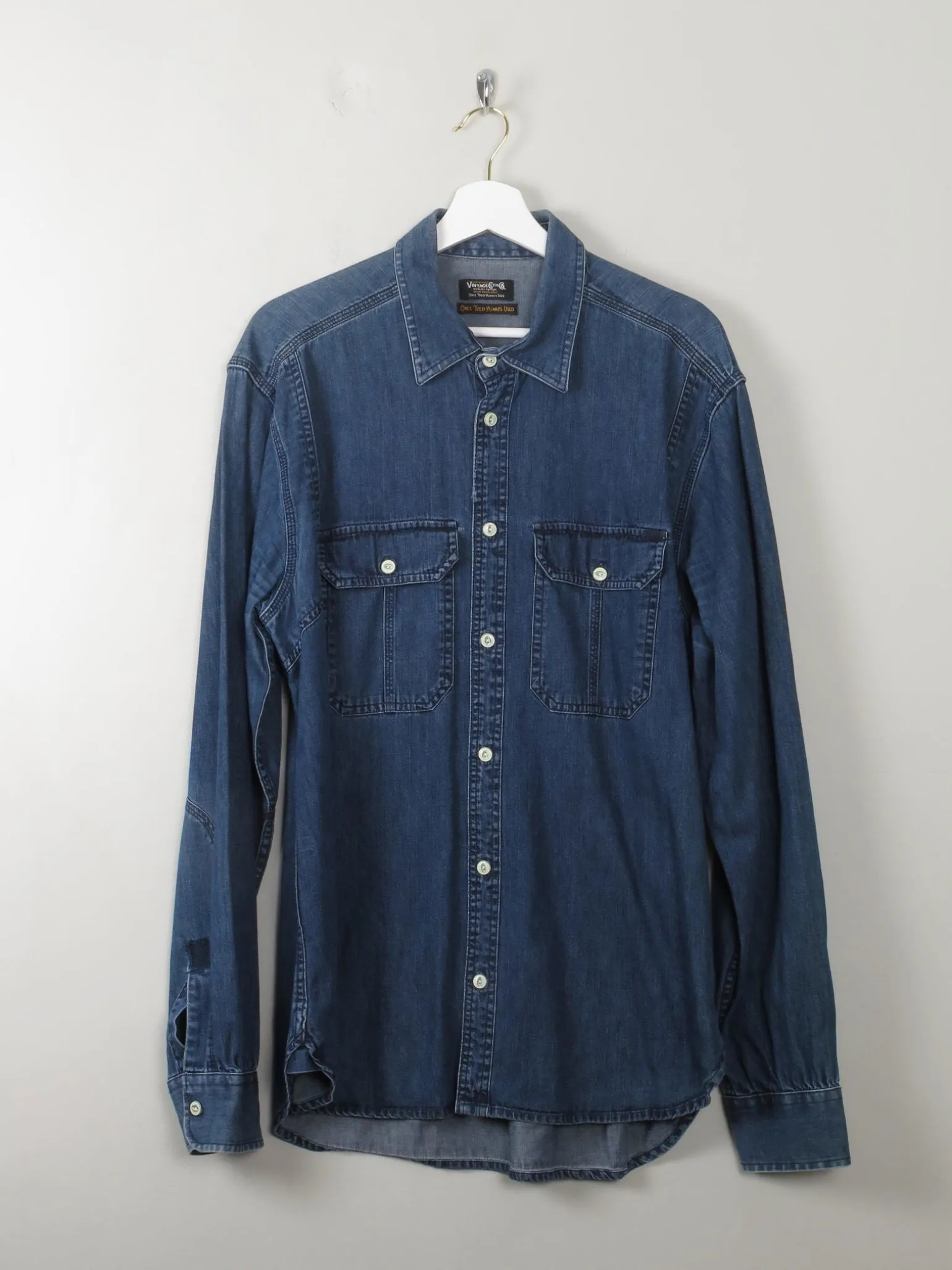 Men's Vintage Blue Denim Shirt XL