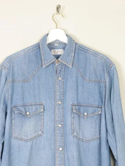 Men's Vintage Blue Denim Shirt S