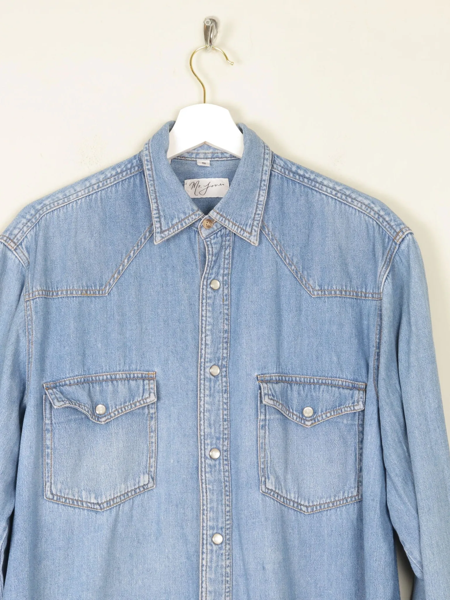 Men's Vintage Blue Denim Shirt S