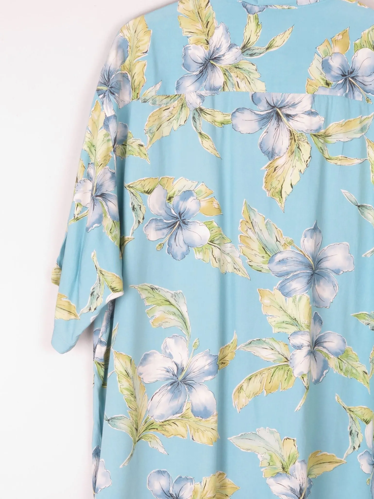 Men's Vintage Blue Floral Printed Tori Richard Short Sleeve Shirt XL