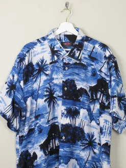 Men's Vintage Blue Hawaiian Shirt XL