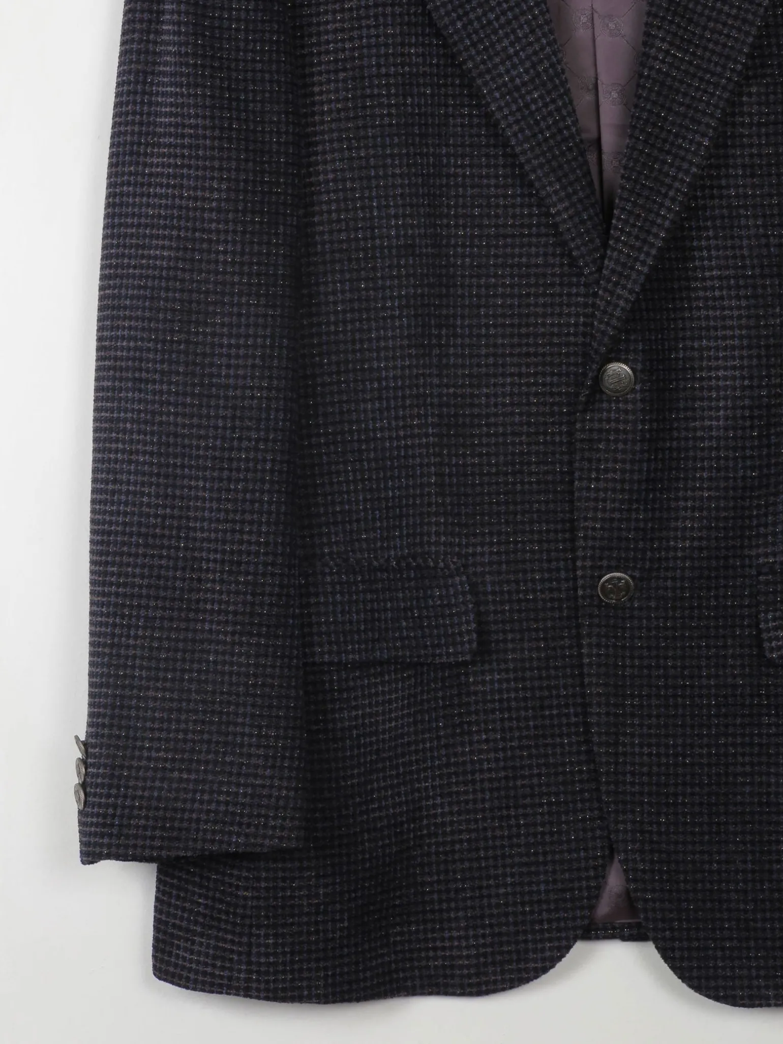 Men's Vintage Blue Printed Velvet Blazer By Indian Homme 38/40 S