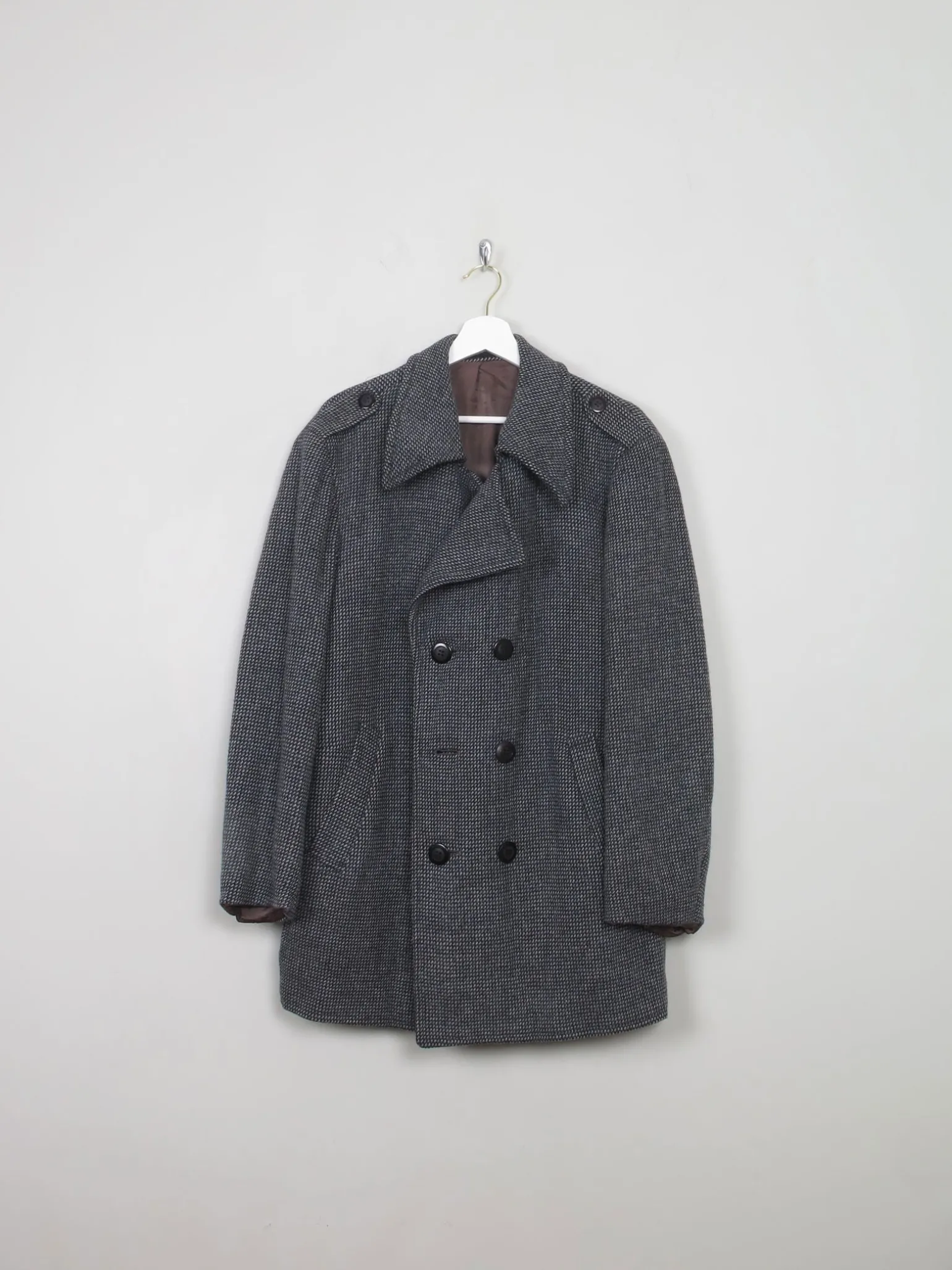 Men's Vintage Blue Tweed Short Coat 44/L