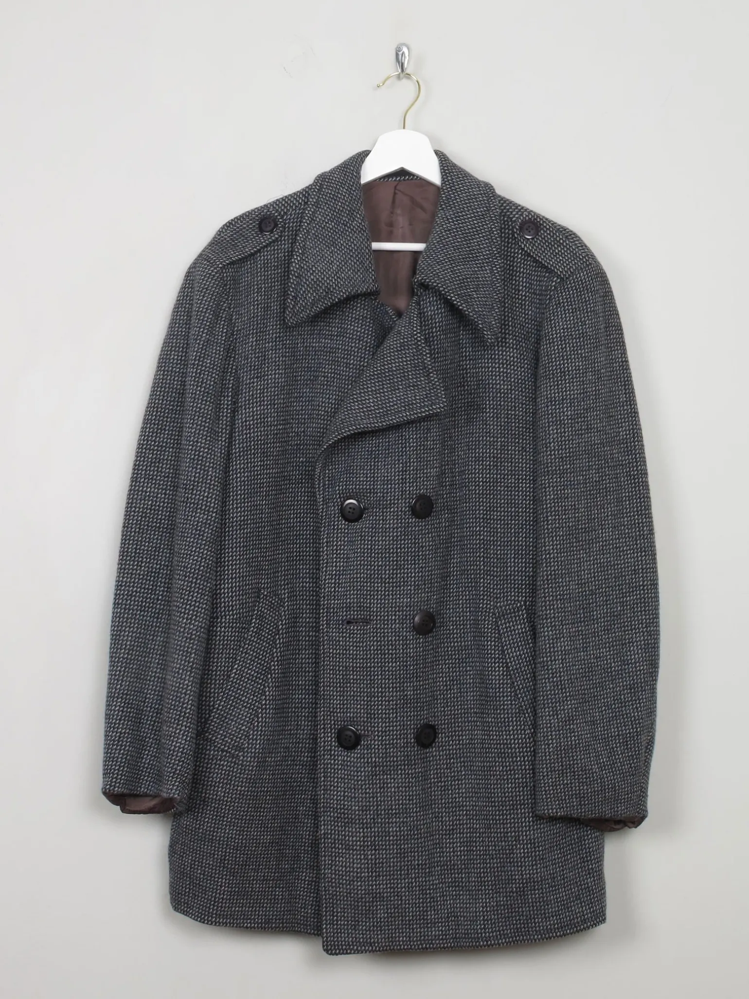 Men's Vintage Blue Tweed Short Coat 44/L