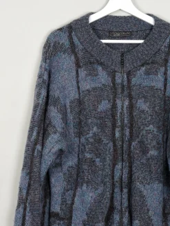 Men's Vintage Blue Wool Zip Cardigan Marc Bellini M