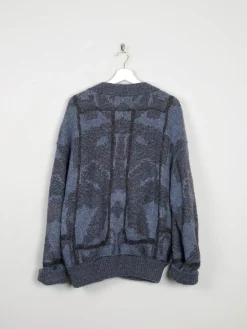 Men's Vintage Blue Wool Zip Cardigan Marc Bellini M