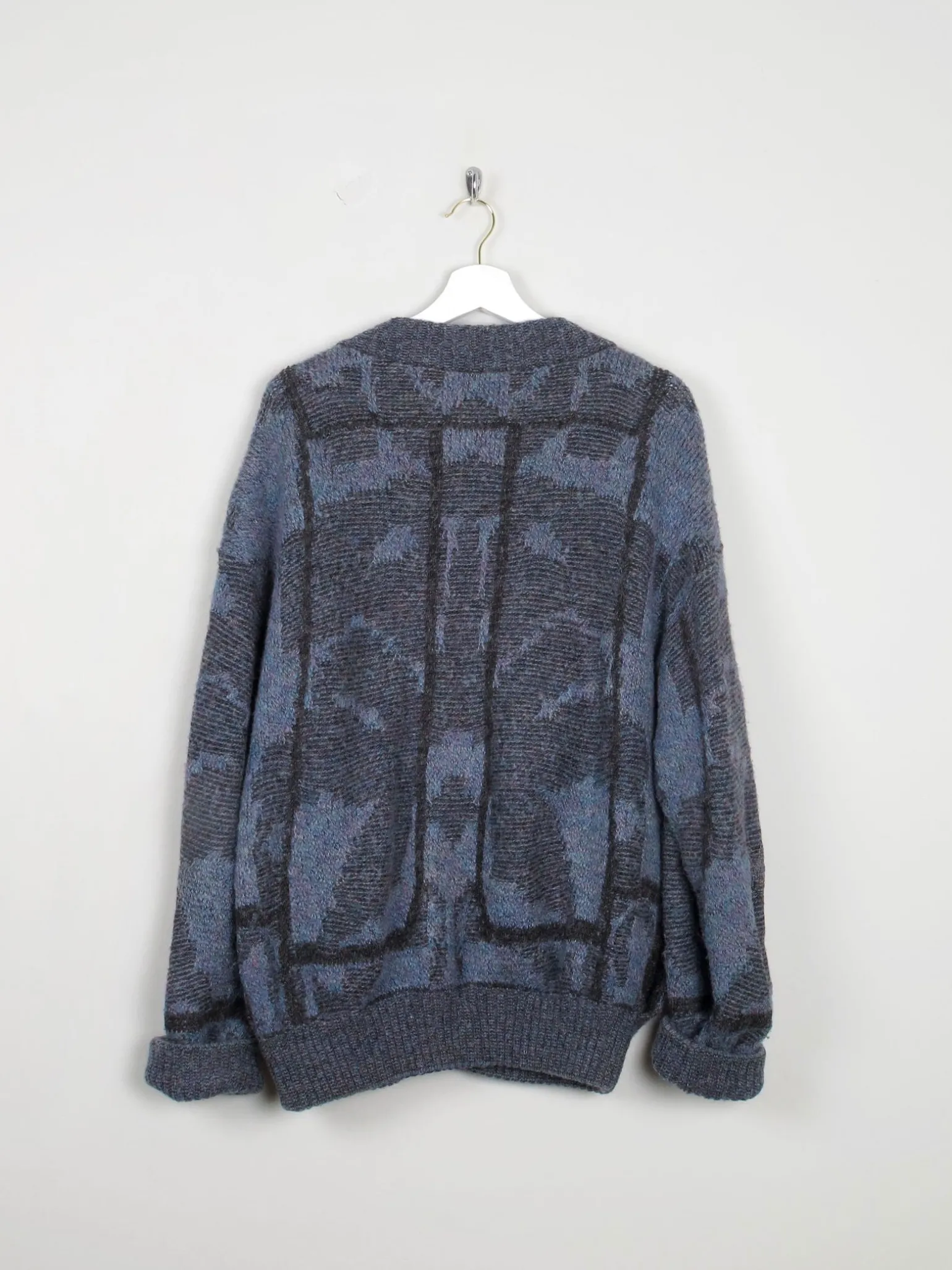 Men's Vintage Blue Wool Zip Cardigan Marc Bellini M