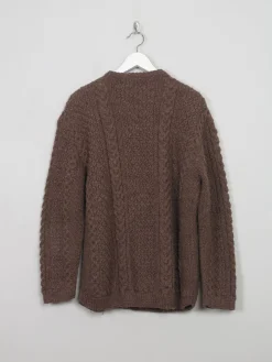 Men's Vintage Brown Hand-knit Aran Cardigan M