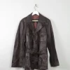 Men's Vintage Brown Leather Jacket With Belt M