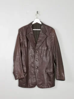 Men's Vintage Brown Leather 1970s Jacket M