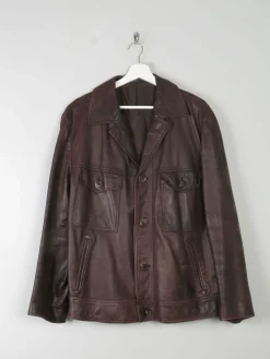 Men's Vintage Brown Leather Jacket L/XL