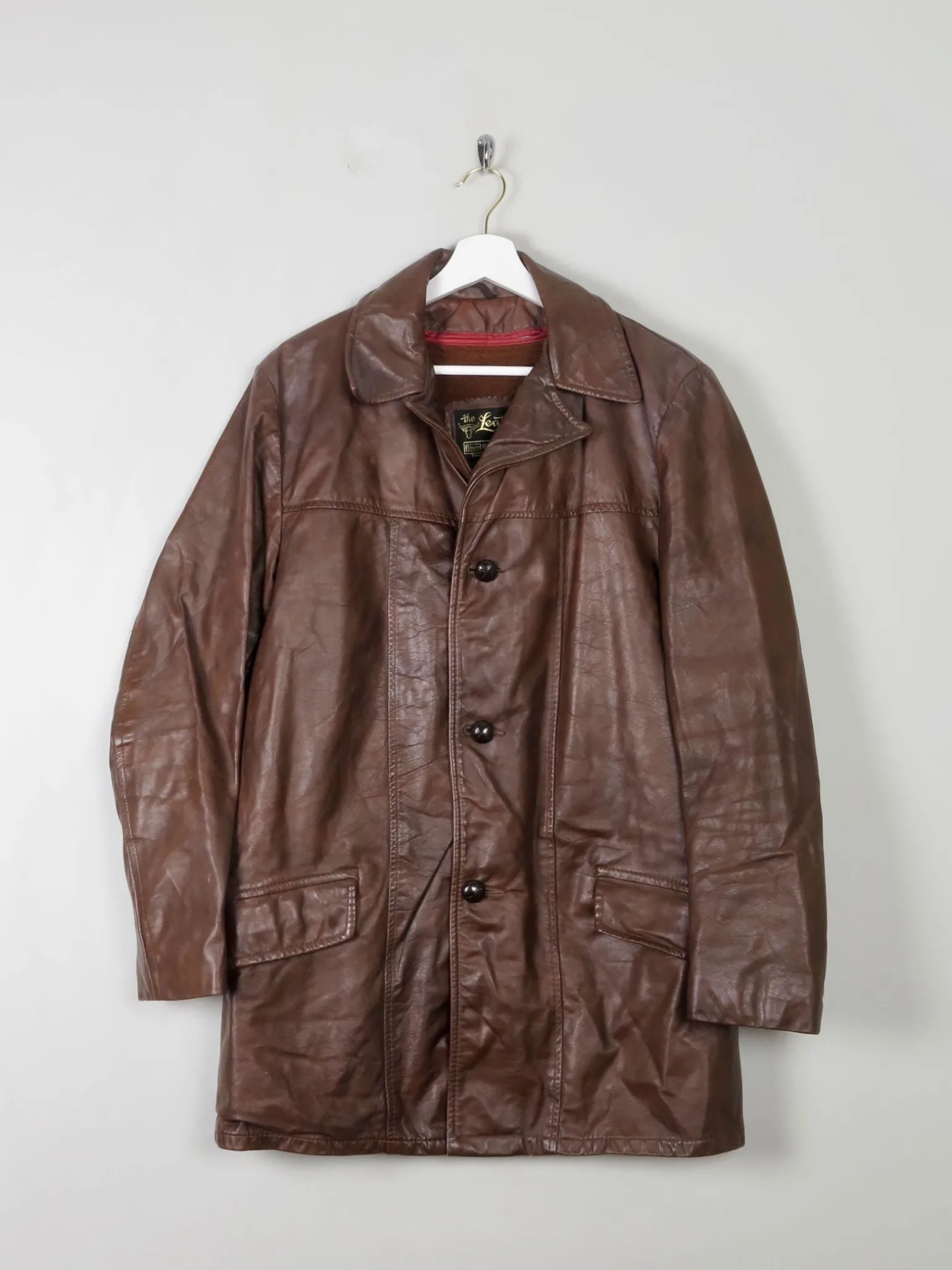 Men's Vintage Brown Leather 1970s Lined M