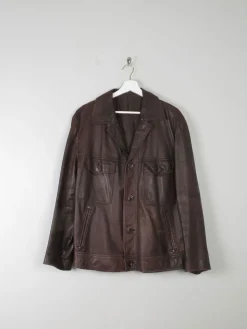 Men's Vintage Brown Leather Jacket L/XL