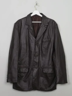 Men's Vintage Brown Leather Jacket Tailored L/42