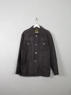 Men's Vintage Brown Leather Jacket L 44
