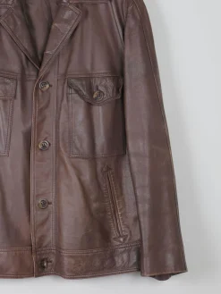 Men's Vintage Brown Leather Jacket L/XL