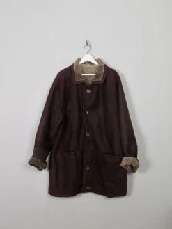Men's Vintage Brown Sheepskin Short Coat XL