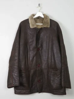 Mens Vintage Brown Sheepskin 3/4 Coat L/XL