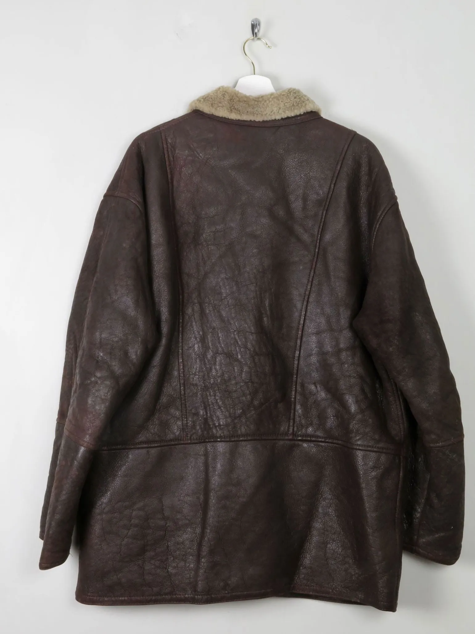Mens Vintage Brown Sheepskin 3/4 Coat L/XL