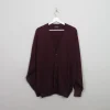 Men's Vintage Burgundy Wool Cardigan L
