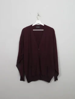 Men's Vintage Burgundy Wool Cardigan L