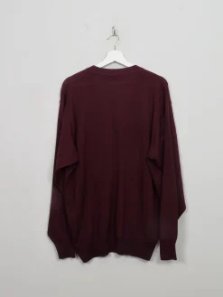 Men's Vintage Burgundy Wool Cardigan L
