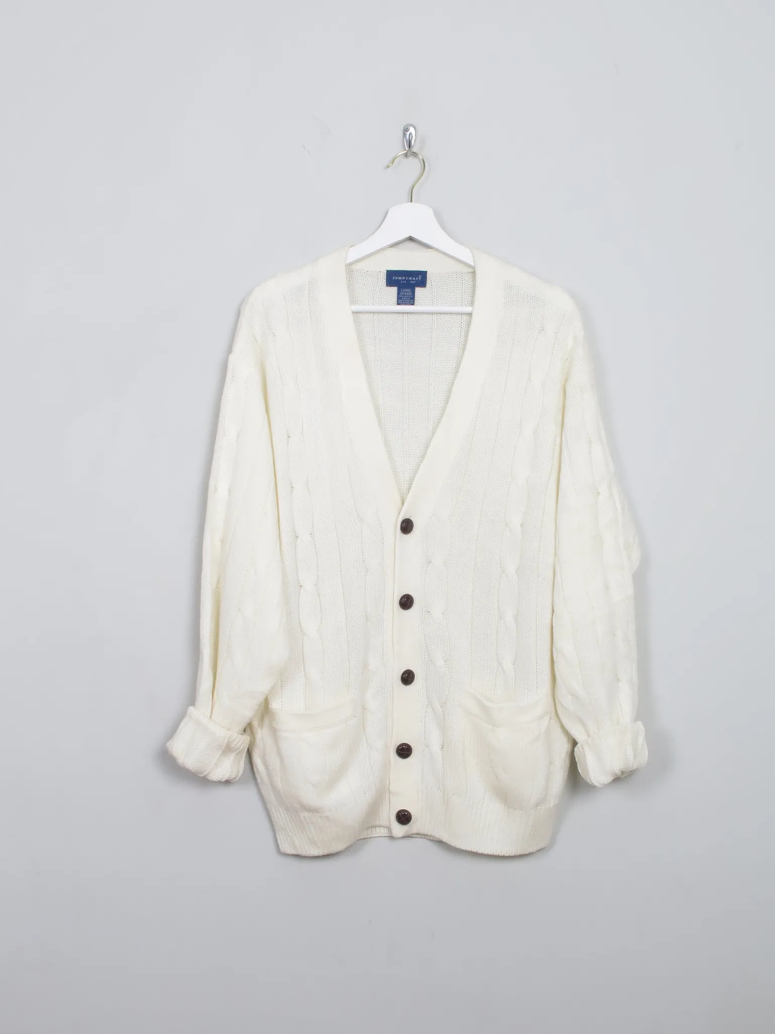 Men's Vintage Cable-Knit Cardigan L