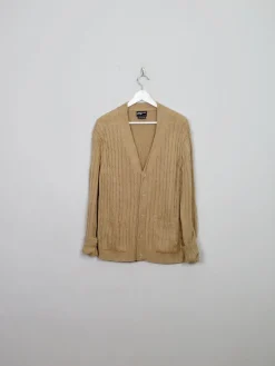 Men's Vintage Camel Cable-knit Cardigan  L