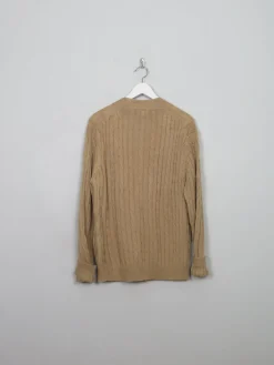 Men's Vintage Camel Cable-knit Cardigan L