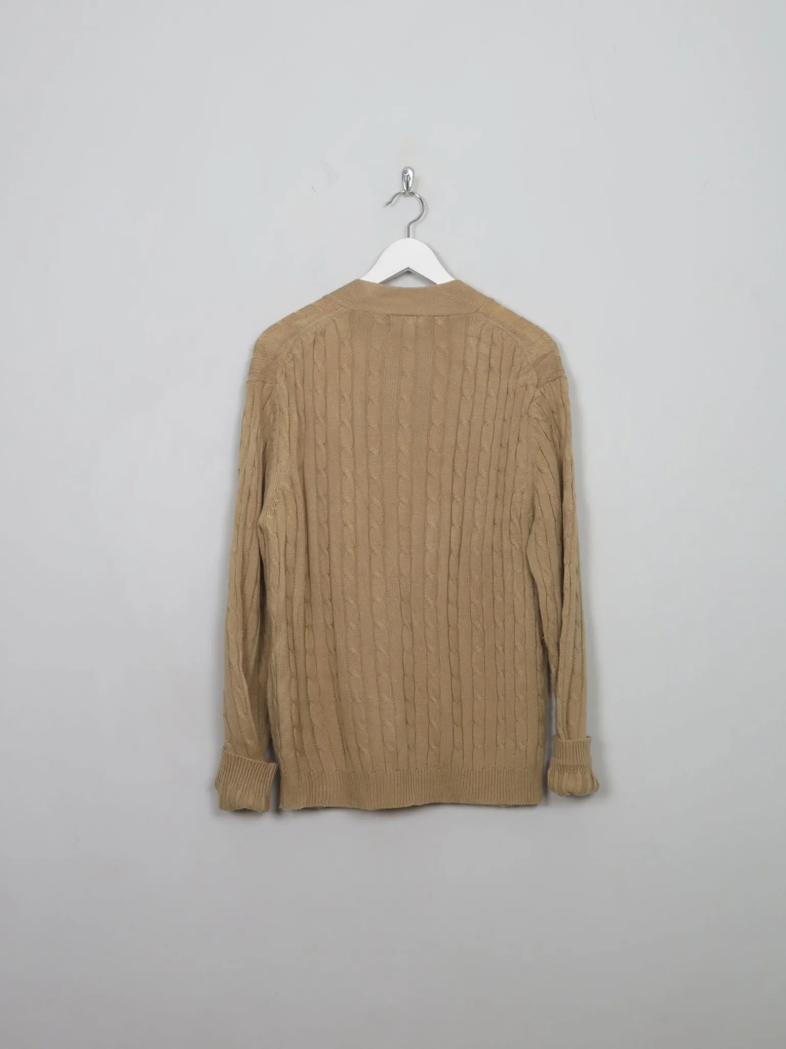 Men's Vintage Camel Cable-knit Cardigan L