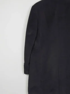 Mens Vintage Cashmere & Wool Black 3/4 Crombie Style Coat 40