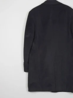 Mens Vintage Cashmere & Wool Black 3/4 Crombie Style Coat 40