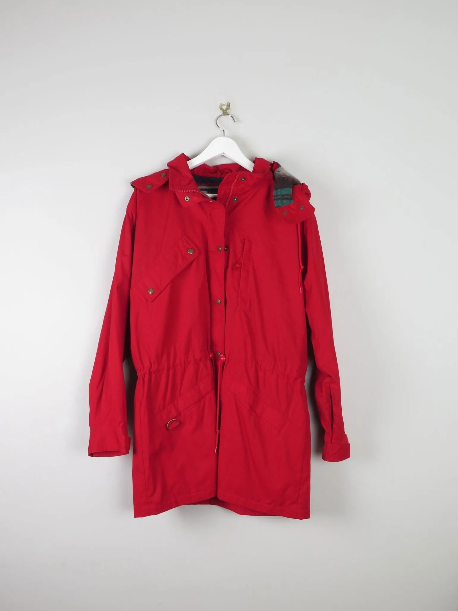 Mens Vintage Cherry Red Short Parka Jacket M/L Eddie Beaver