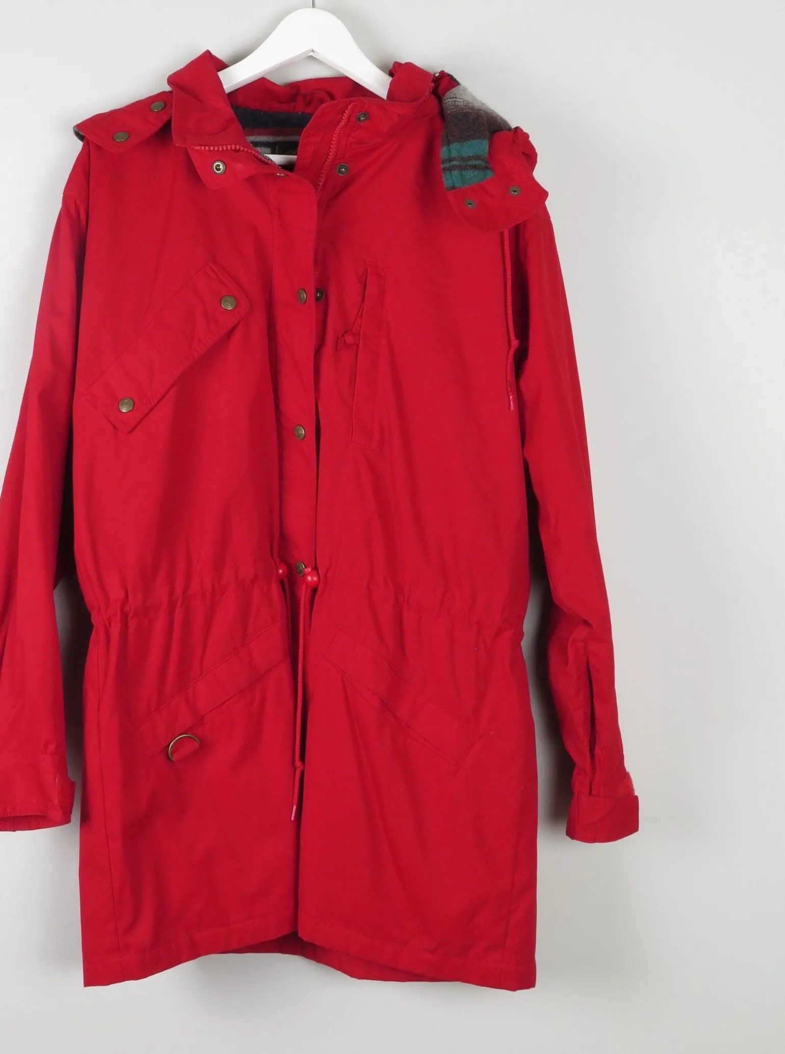 Mens Vintage Cherry Red Short Parka Jacket M/L Eddie Beaver