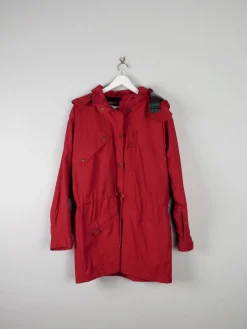 Mens Vintage Cherry Red Short Parka Jacket M/L Eddie Beaver