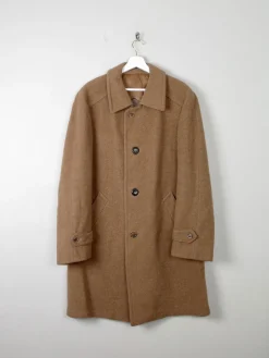 Men's Vintage Coat Wool Dark Camel/Tan L 44"