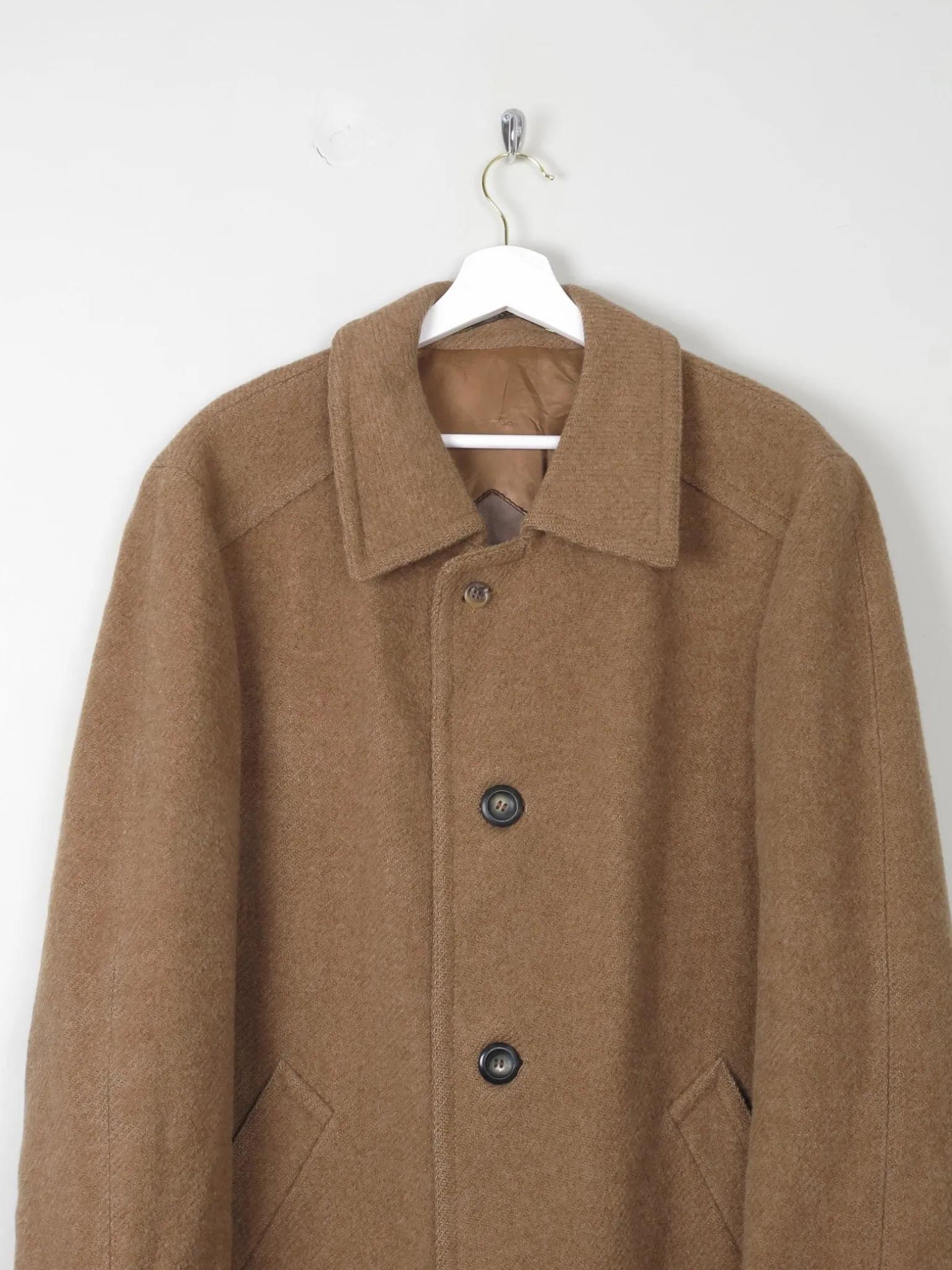 Men's Vintage Coat Wool Dark Camel/Tan L 44"