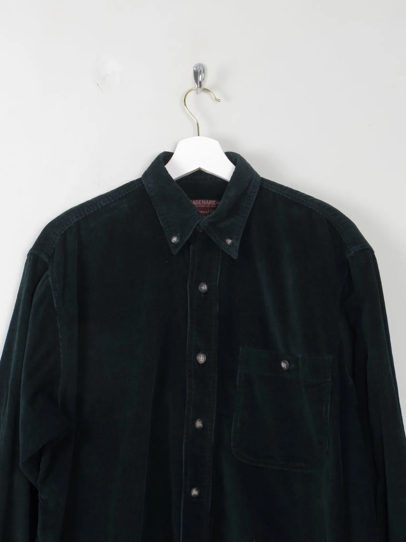 Men's Vintage Cord Green Shirt S