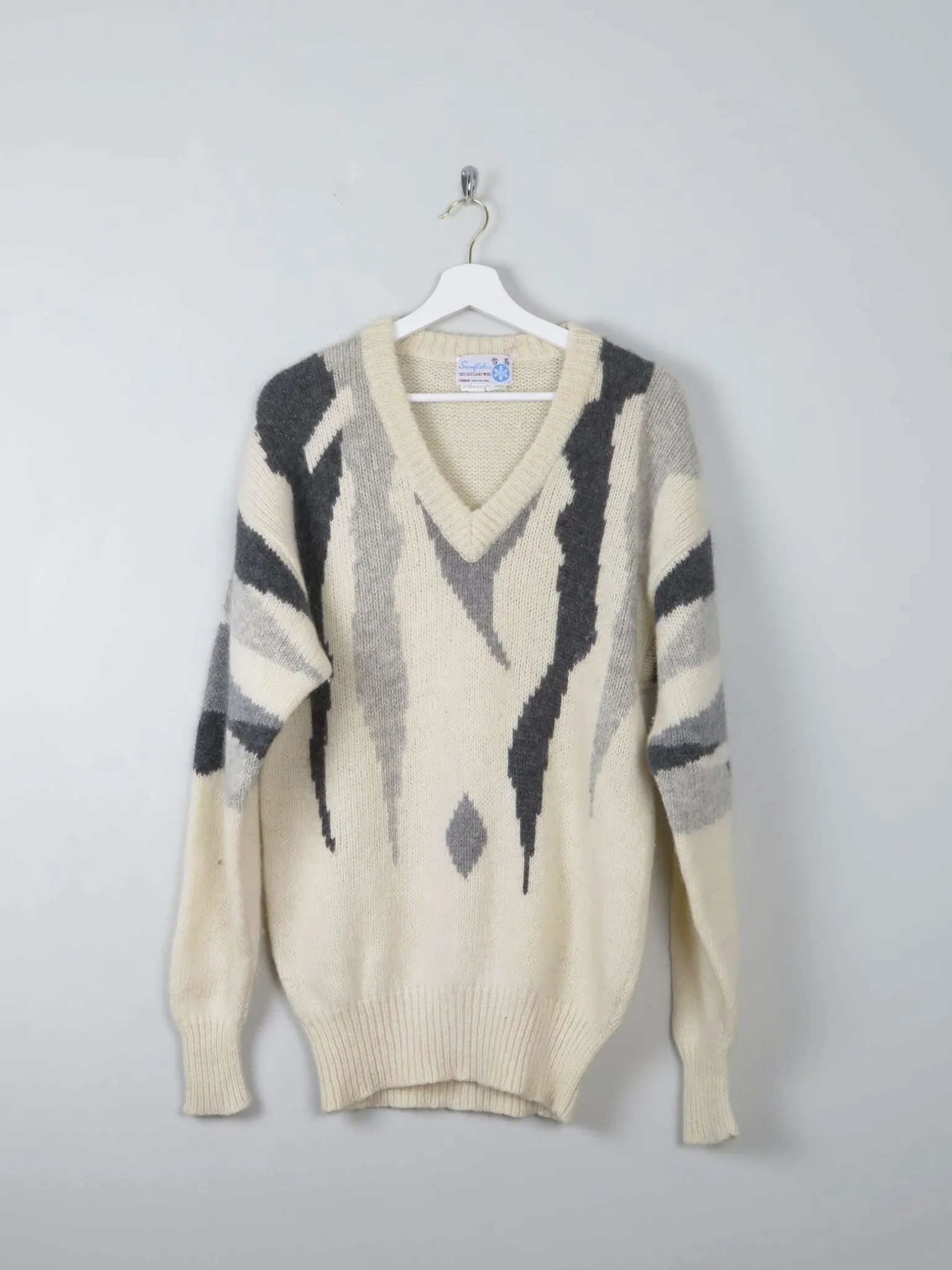 Men's Vintage Cream Shetland Wool Jumper M