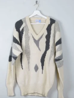 Men's Vintage Cream Shetland  Wool Jumper M