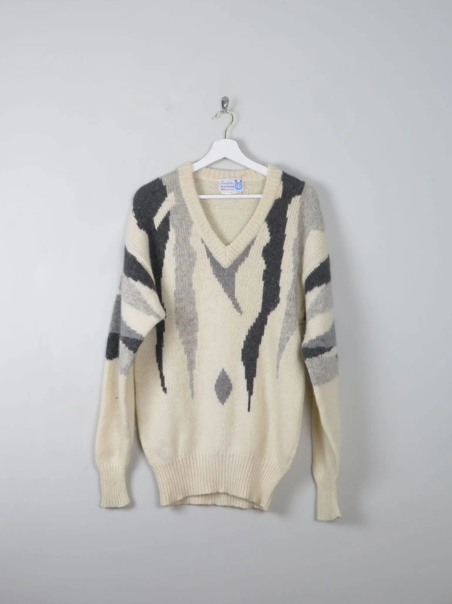 Men's Vintage Cream Shetland Wool Jumper M