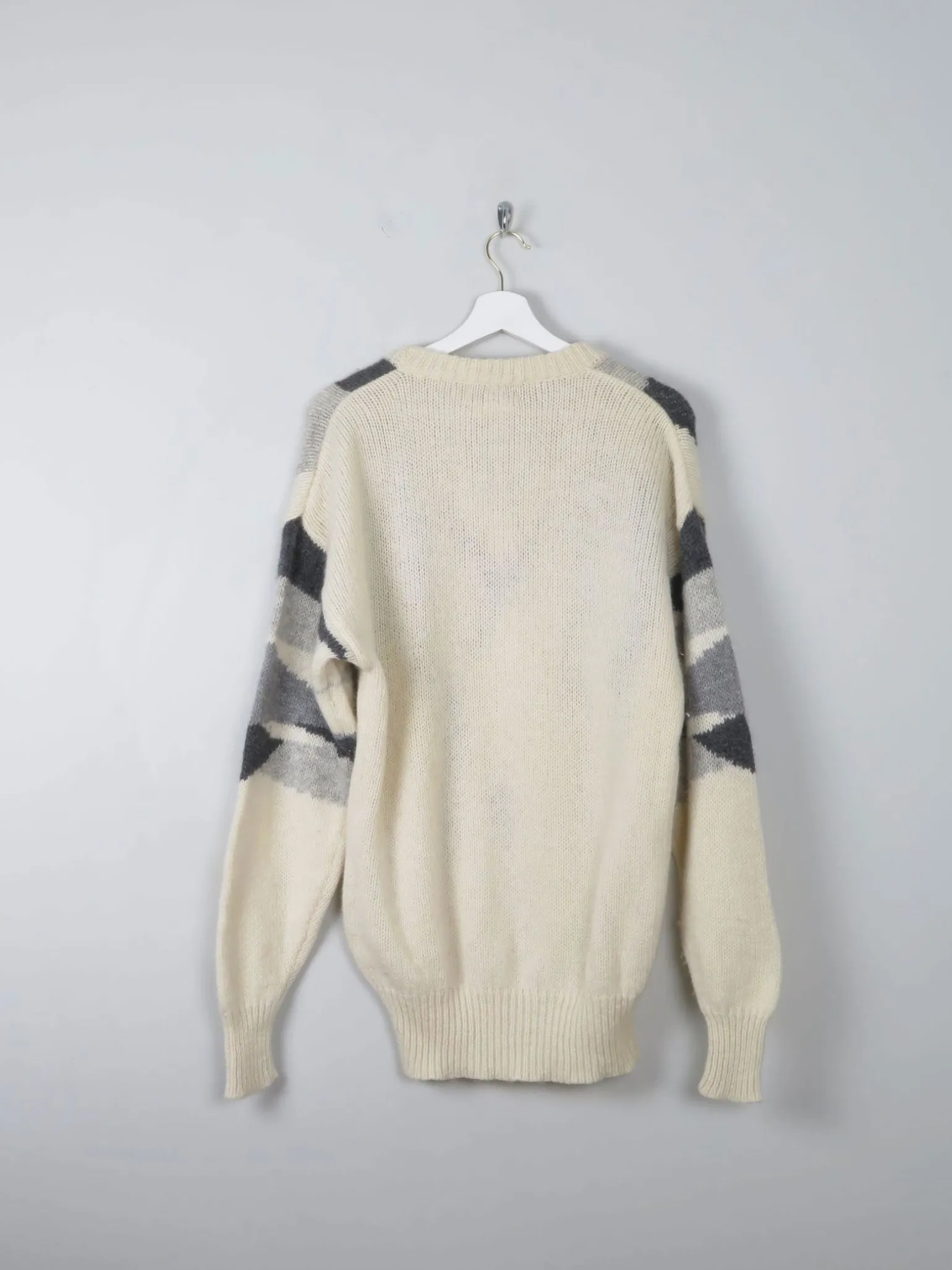 Men's Vintage Cream Shetland Wool Jumper M